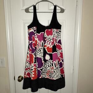 Nine West Women's Floral Dress Size 12 Zip Front With Side Pockets